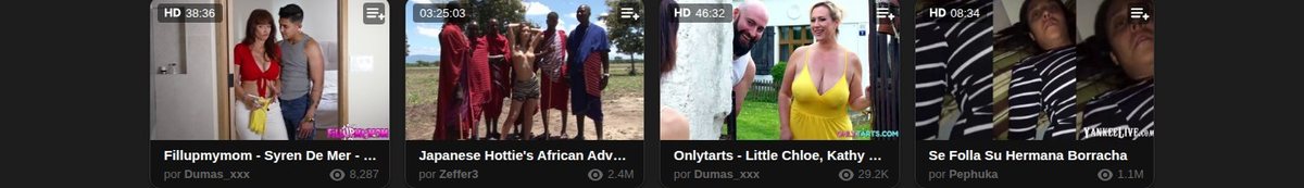 Vídeos populares en la portada.